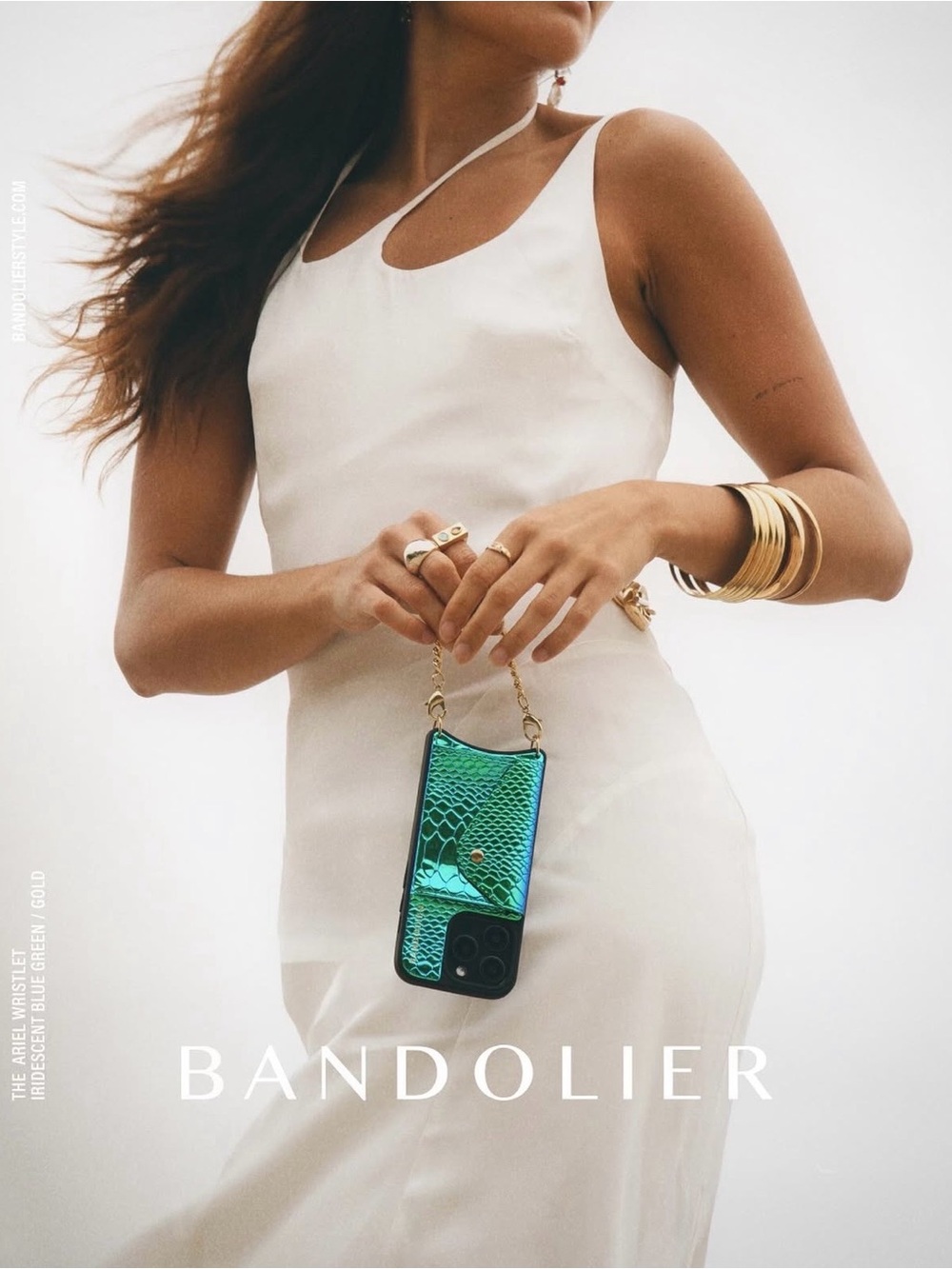 Bandolier Ariel Iridescent Teal Blue w/Gold Chain Cardholder iPhone 13 Pro Max
